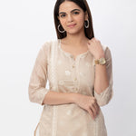 Beige Cotton Silk Sequence Work Kurti - Maldo