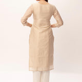 Beige Cotton Silk Sequence Work Kurti - Maldo