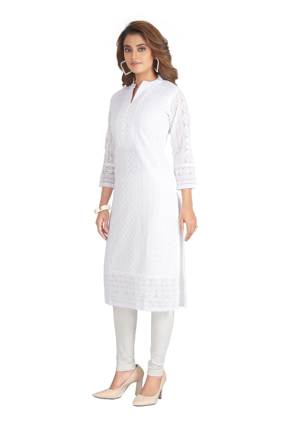 Grey Cotton Long Lucknowi Chikan Kurti in Lucknow at best price by Rida  Fashion  Justdial